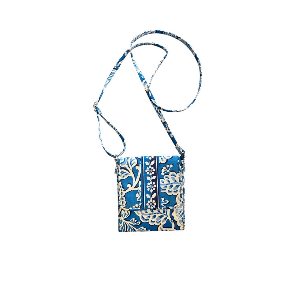 Vera Bradley Tiny Traveler Crossbody‎ in Blue Lagoon Floral Card Holder ID Case